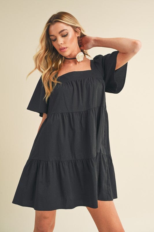 Aemi + Co Square Neck Half Sleeve Tiered Dress - Sydney So Sweet