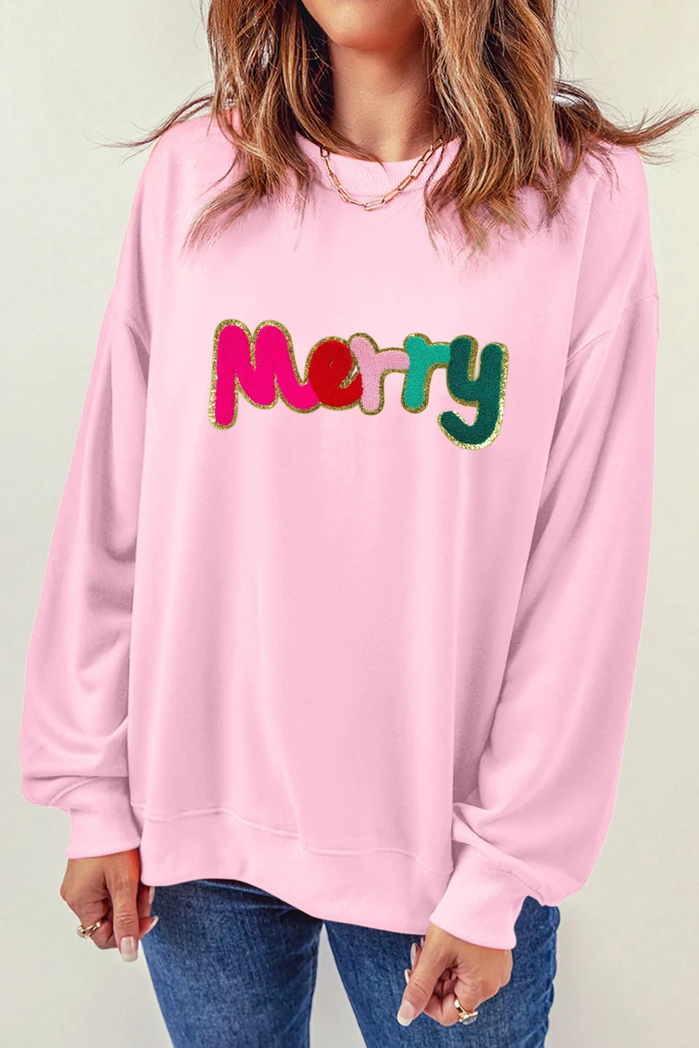 MERRY Round Neck Long Sleeve Sweatshirt - Sydney So Sweet