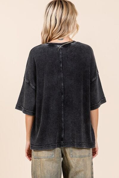 Mittoshop Mineral Wash Waffle Knit Short Sleeve Top - Sydney So Sweet