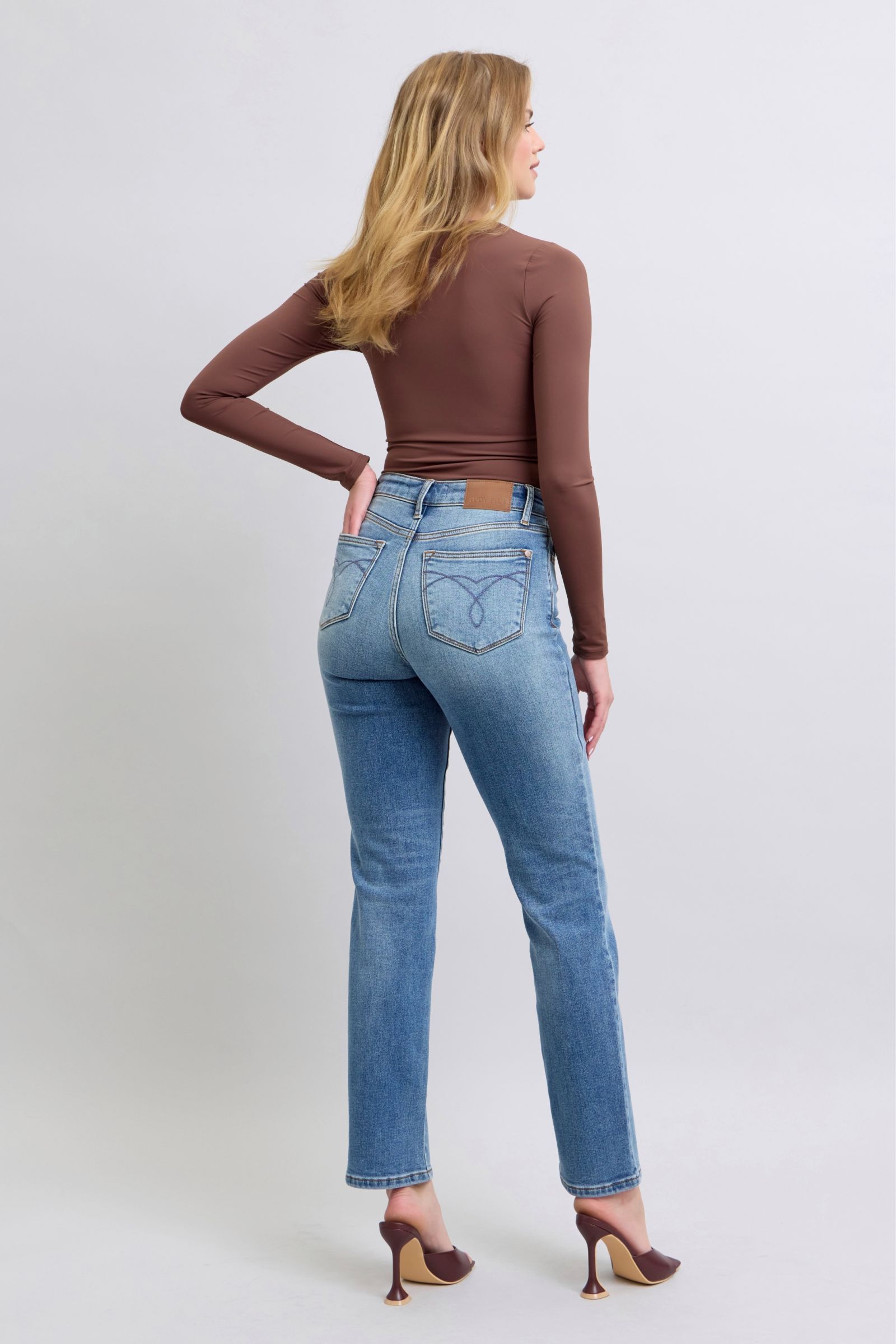 Judy Blue Full Size Wash Thermal Straight Jeans with Pockets - Sydney So Sweet