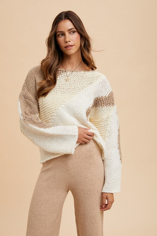 Annie Wear Color Block Drop Shoulder Sweater - Sydney So Sweet