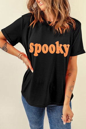 SPOOKY Round Neck Short Sleeve T-Shirt - Sydney So Sweet