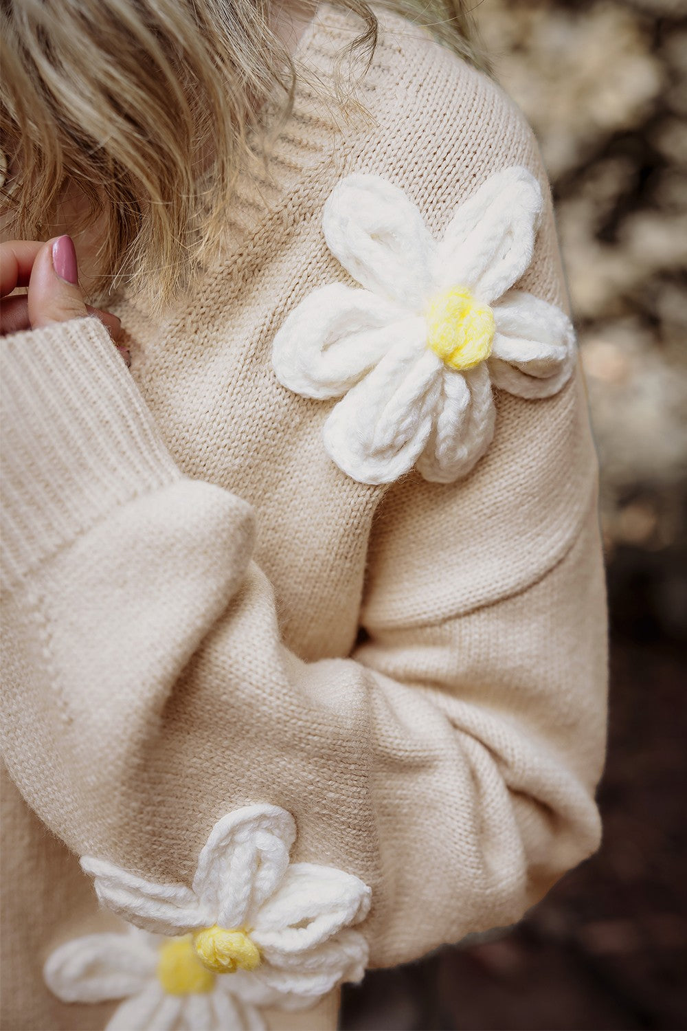 Flower Dropped Shoulder Long Sleeve Cardigan - Sydney So Sweet