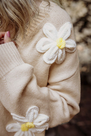 Flower Dropped Shoulder Long Sleeve Cardigan - Sydney So Sweet