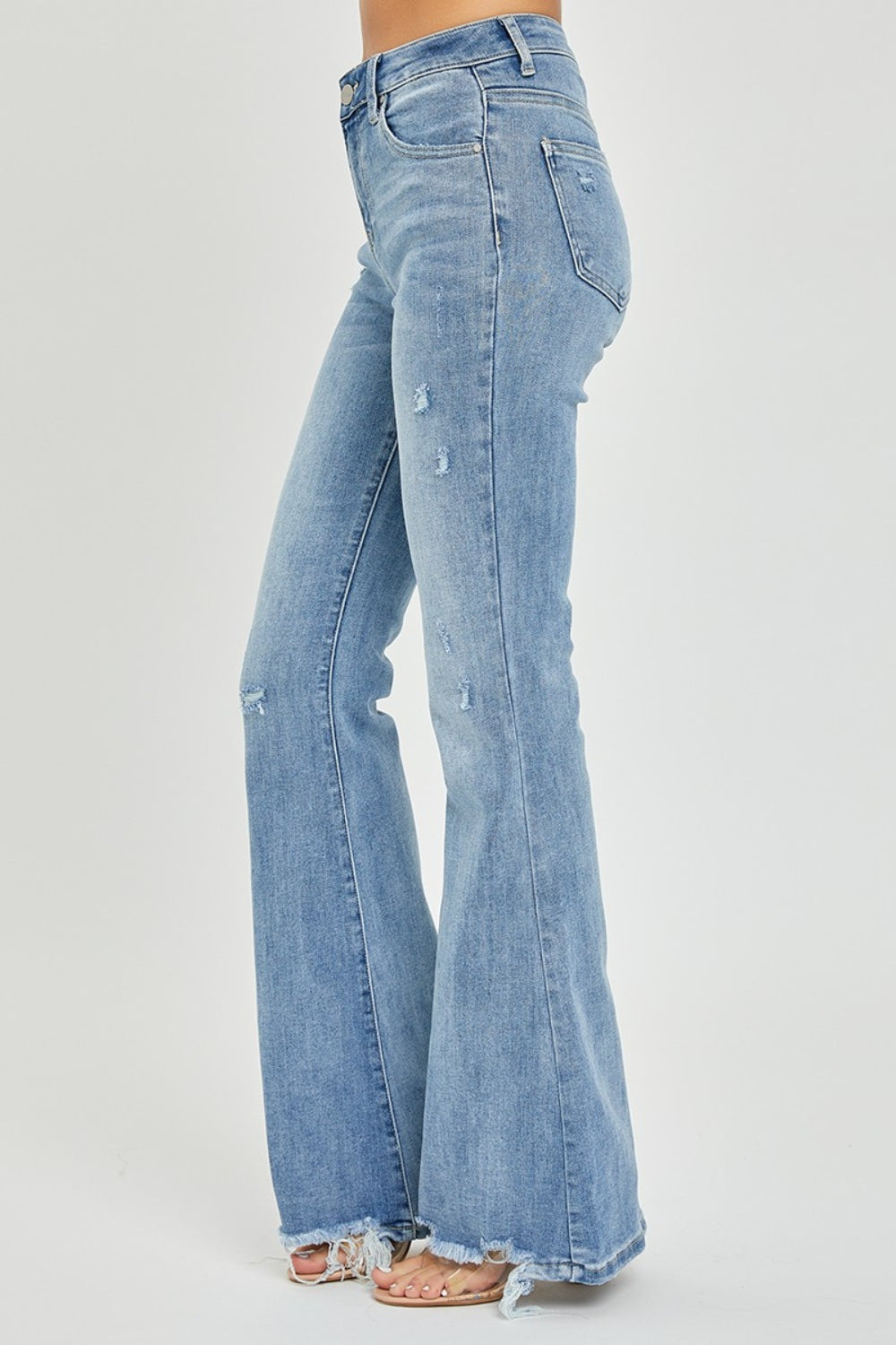 Risen Full Size High Rise Frayed Hem Flare Jeans - Sydney So Sweet