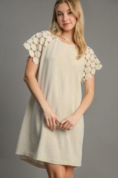 Umgee Full Size Round Neck Mini Dress Plus Size - Sydney So Sweet