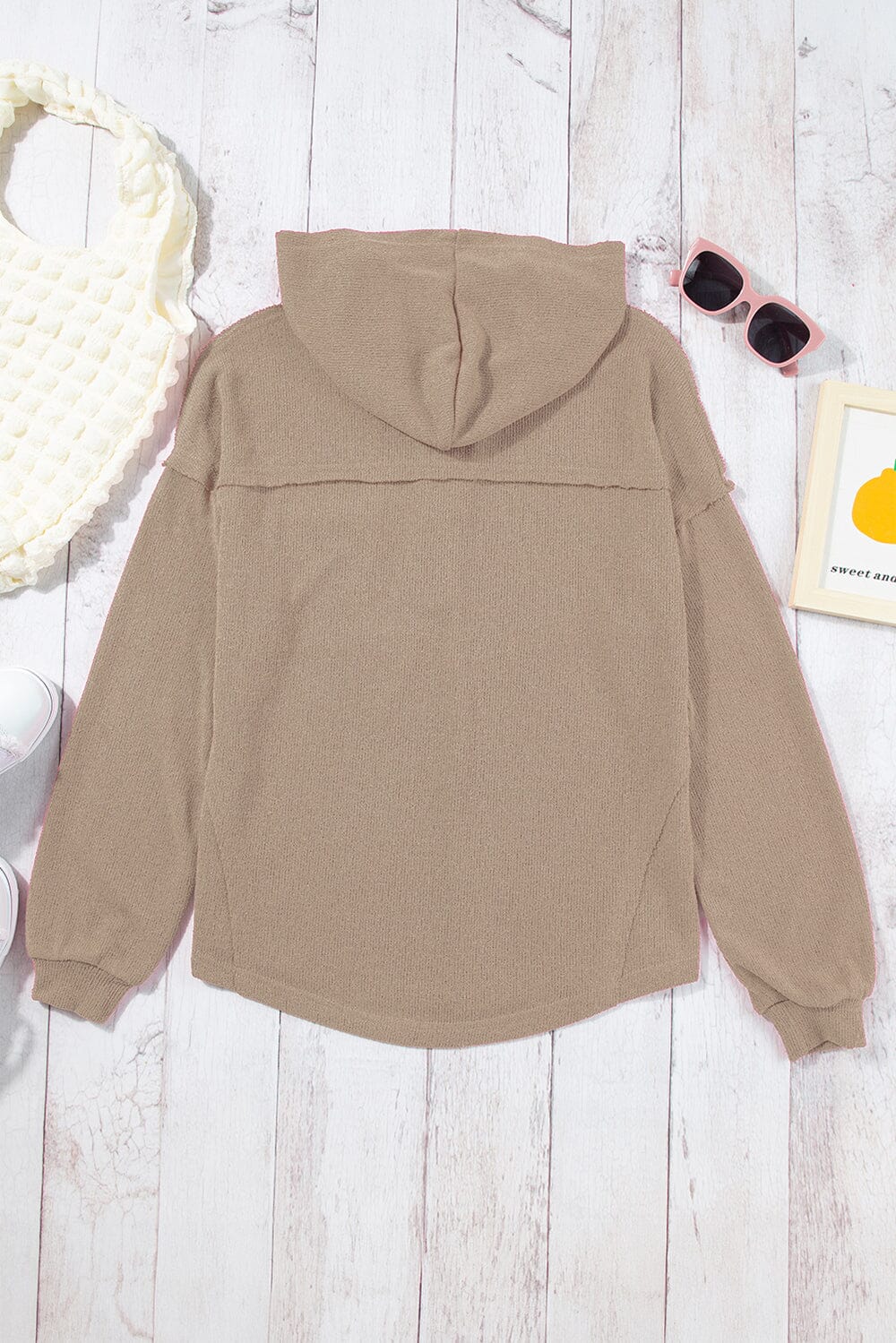 Pocketed Dropped Shoulder Long Sleeve Hoodie - Sydney So Sweet