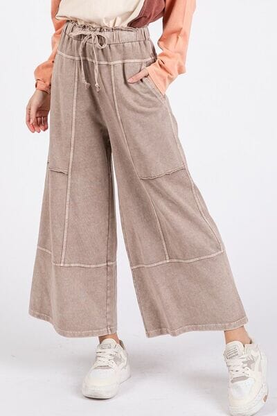 Mittoshop Mineral Wash Seam French Terry Wide Leg Pants - Sydney So Sweet