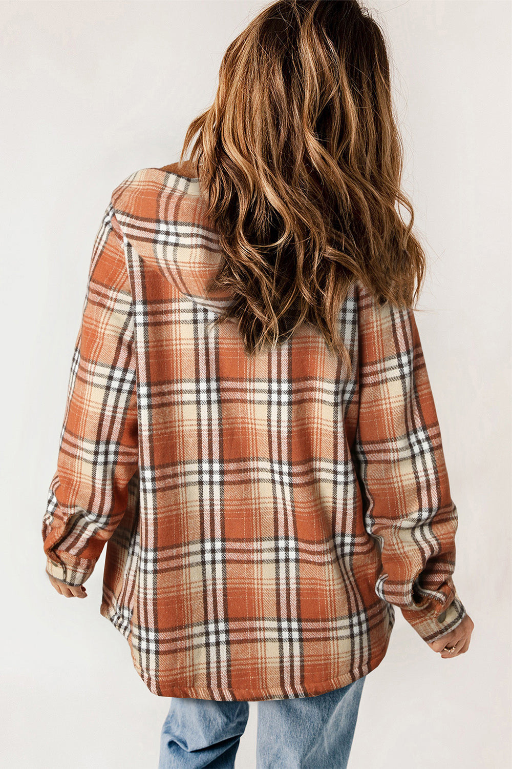 Plaid Snap Down Hooded Jacket - Sydney So Sweet