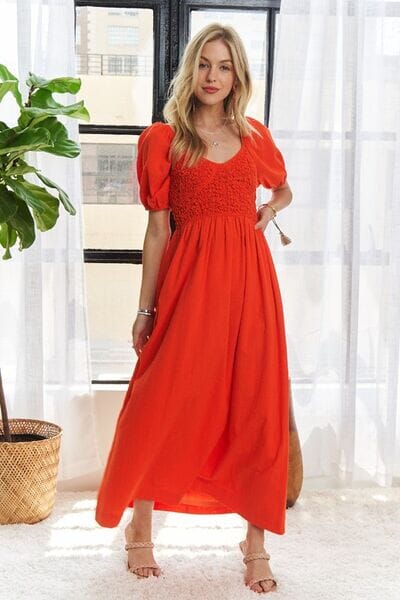 ADORA Popcorn Smocked Puff Sleeve Dress - Sydney So Sweet