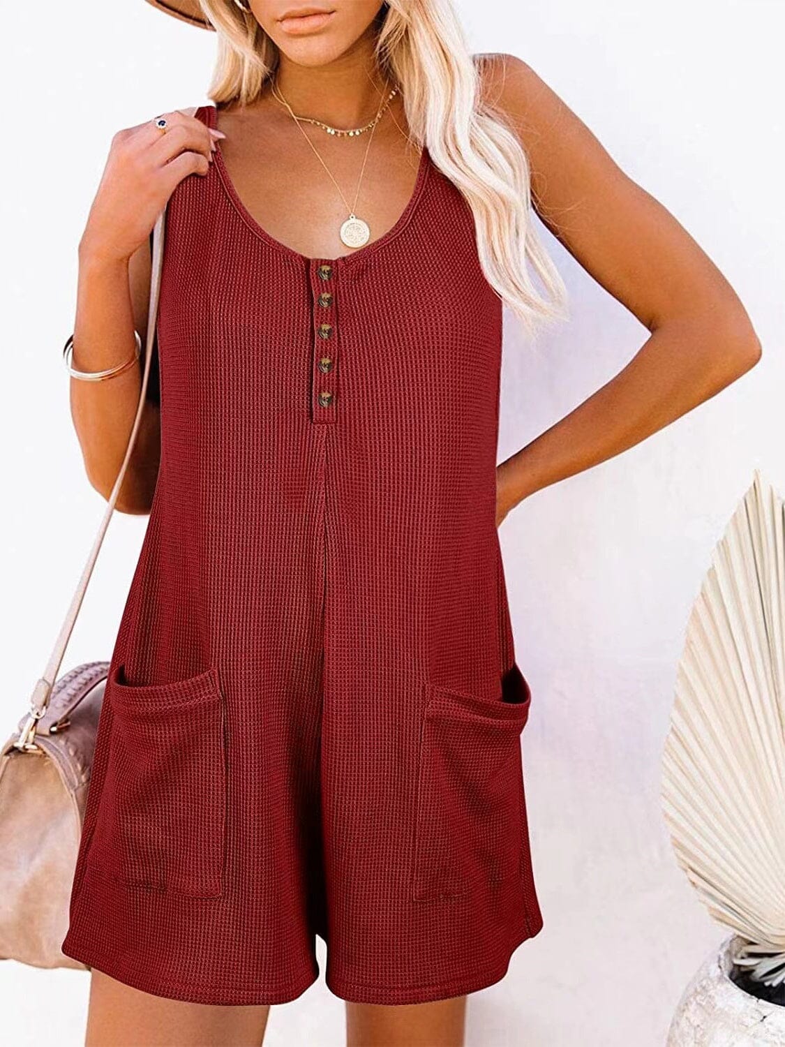 Full Size Pocketed Scoop Neck Sleeveless Romper - Sydney So Sweet