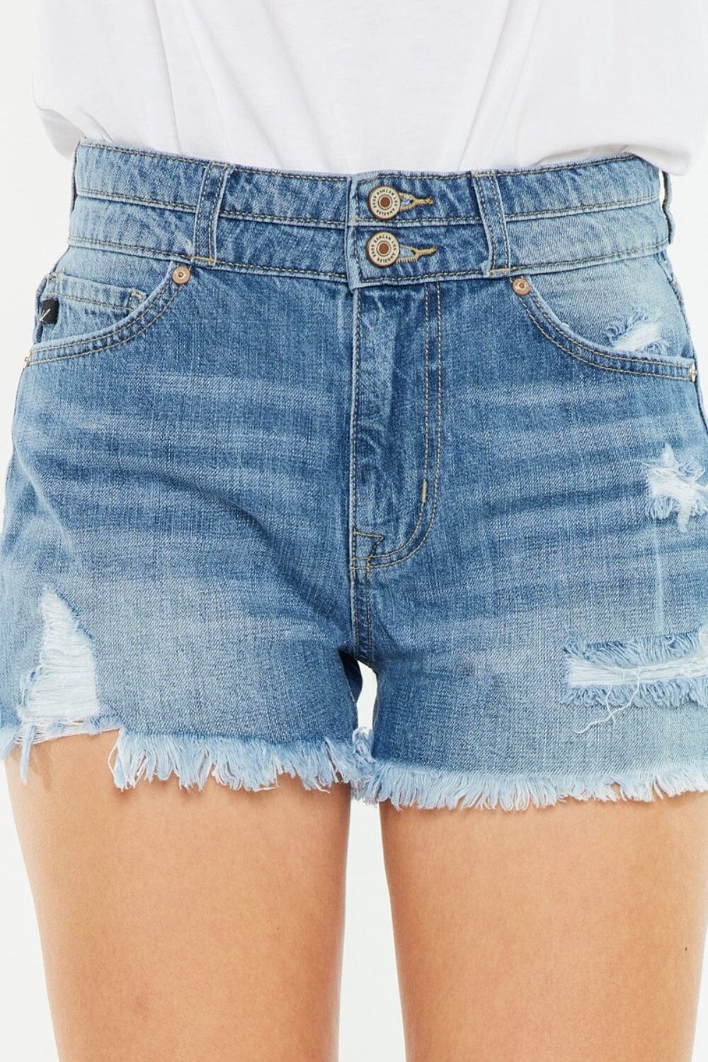 Kancan Full Size High Rise Raw Hem Denim Shorts - Sydney So Sweet