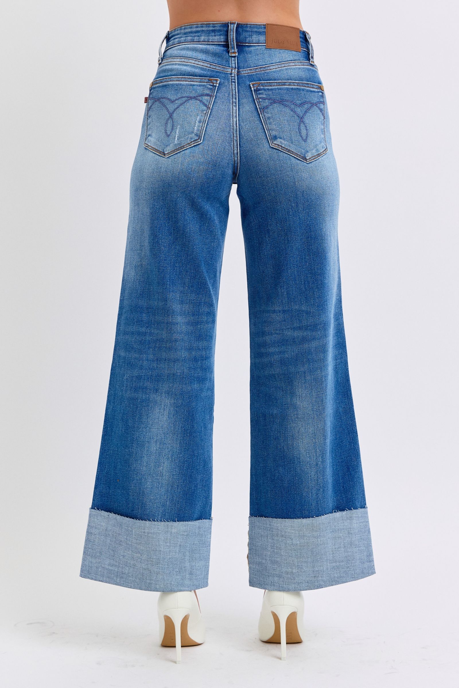 Judy Blue Full Size Distressed High Waist Wide Leg Jeans - Sydney So Sweet