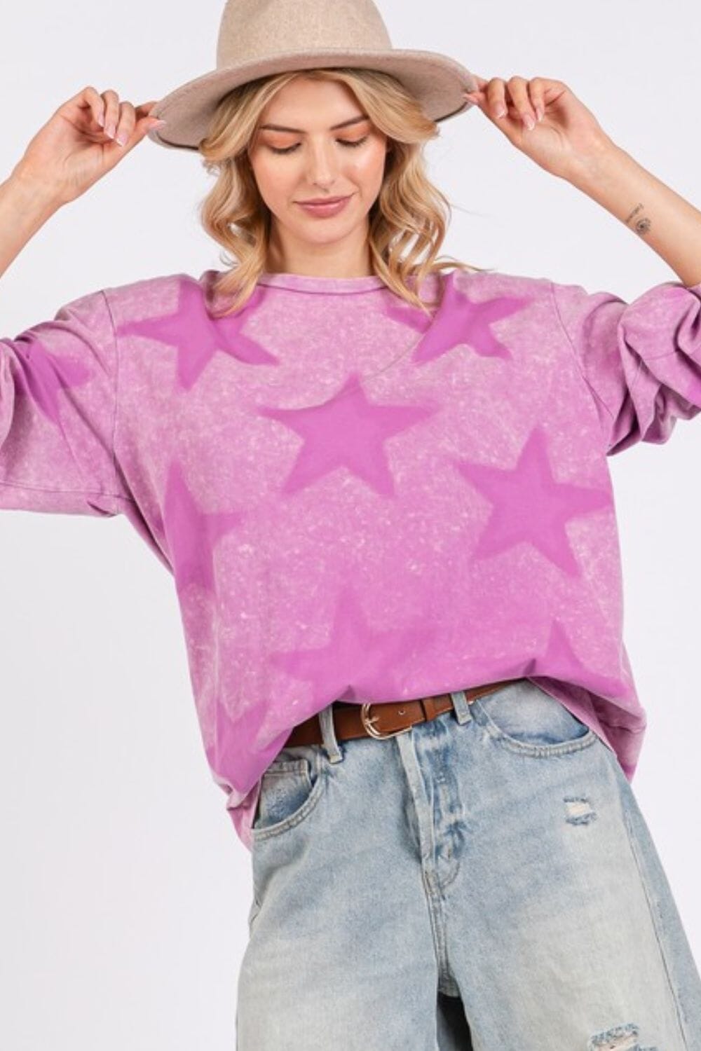 SAGE + FIG Mineral Wash Star Pattern T-Shirt - Sydney So Sweet