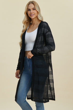 Double Take Full Size Open Front Longline Cardigan - Sydney So Sweet