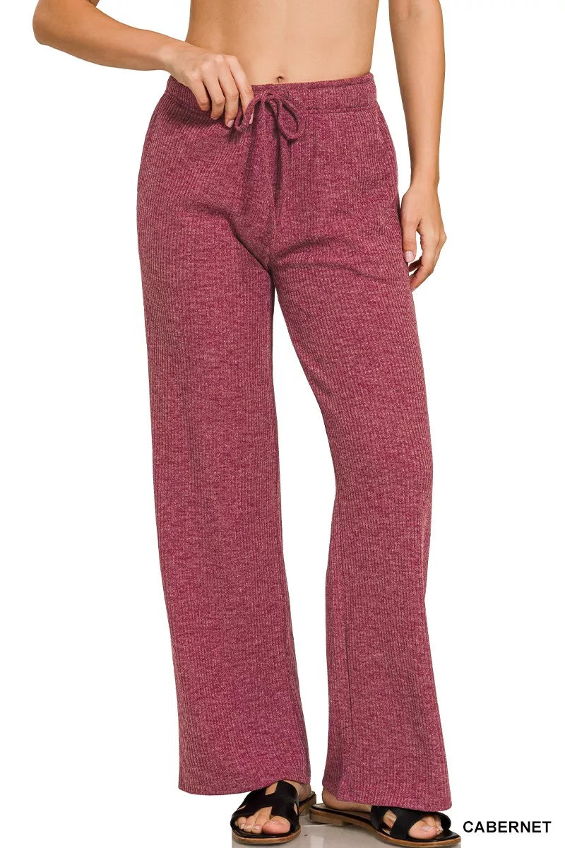 Zenana Ribbed Drawstring Lounge Pants - Sydney So Sweet