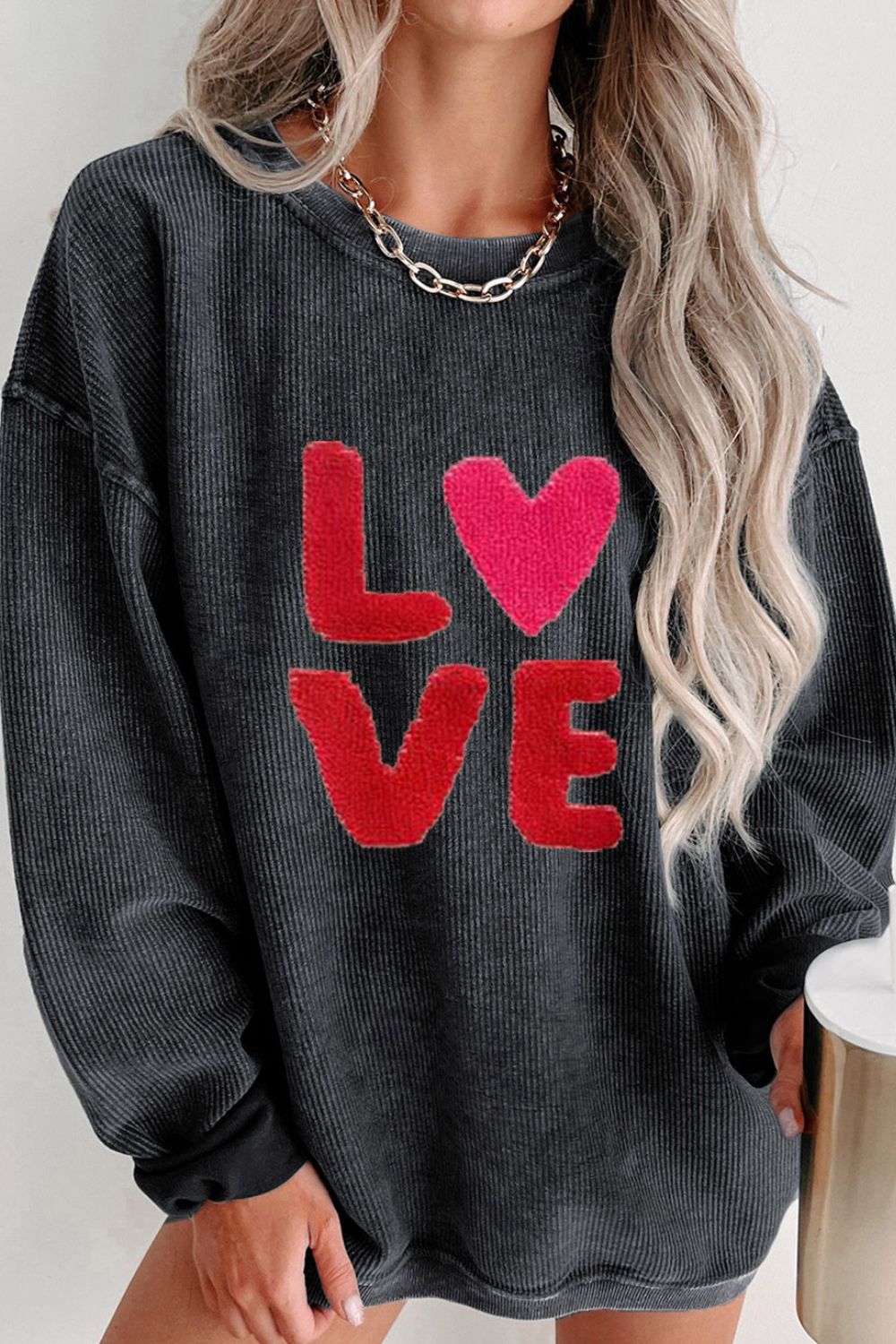 Valentine’s Day LOVE Round Neck Long Sleeve Sweatshirt - Sydney So Sweet