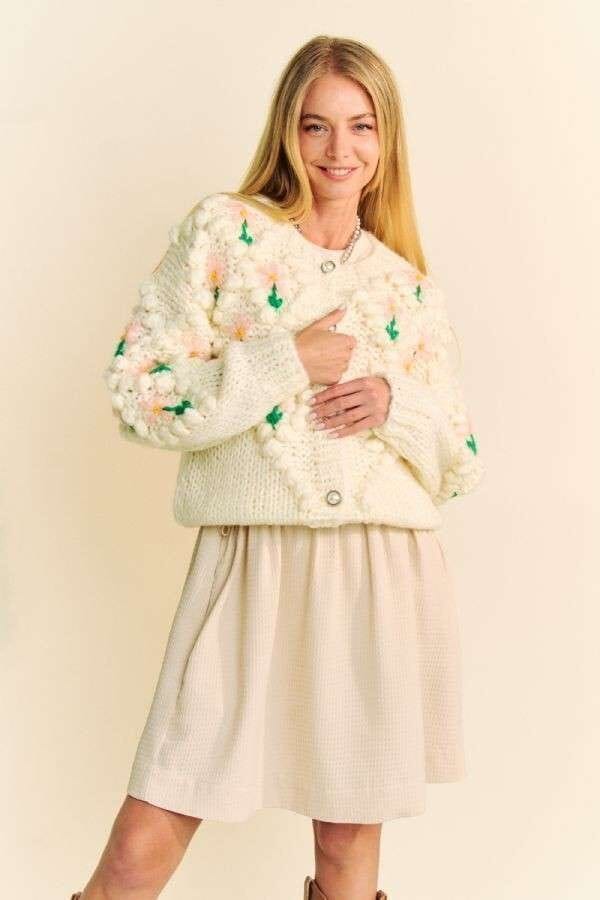 Davi & Dani Floral Pattern Button Down Cardigan - Sydney So Sweet