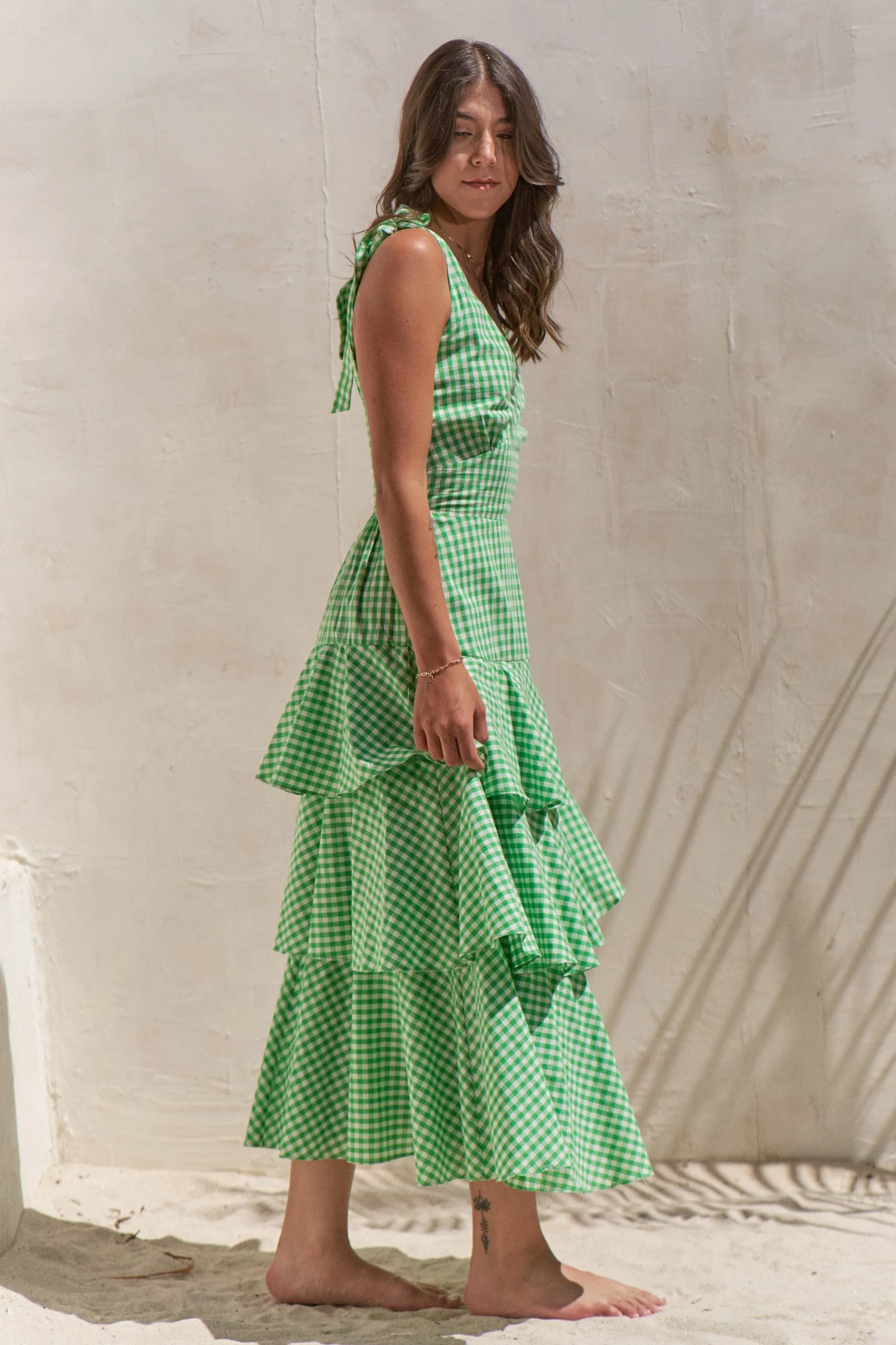 Jade By Jane Sleeveless Gingham Print Tiered Midi Dress - Sydney So Sweet