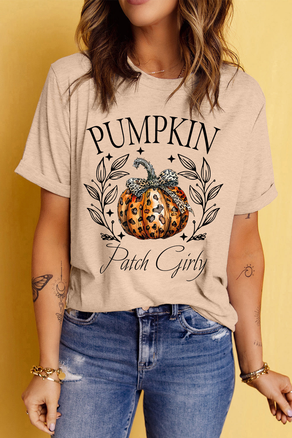 Pumpkin Graphic Round Neck Short Sleeve T-Shirt - Sydney So Sweet