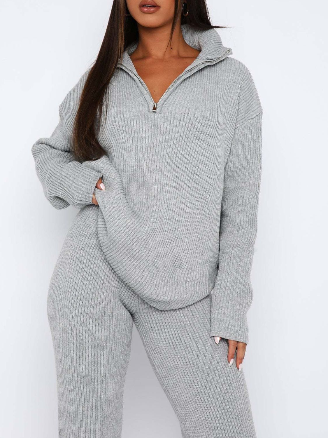 Quarter Zip Long Sleeve Top and Pants Set - Sydney So Sweet