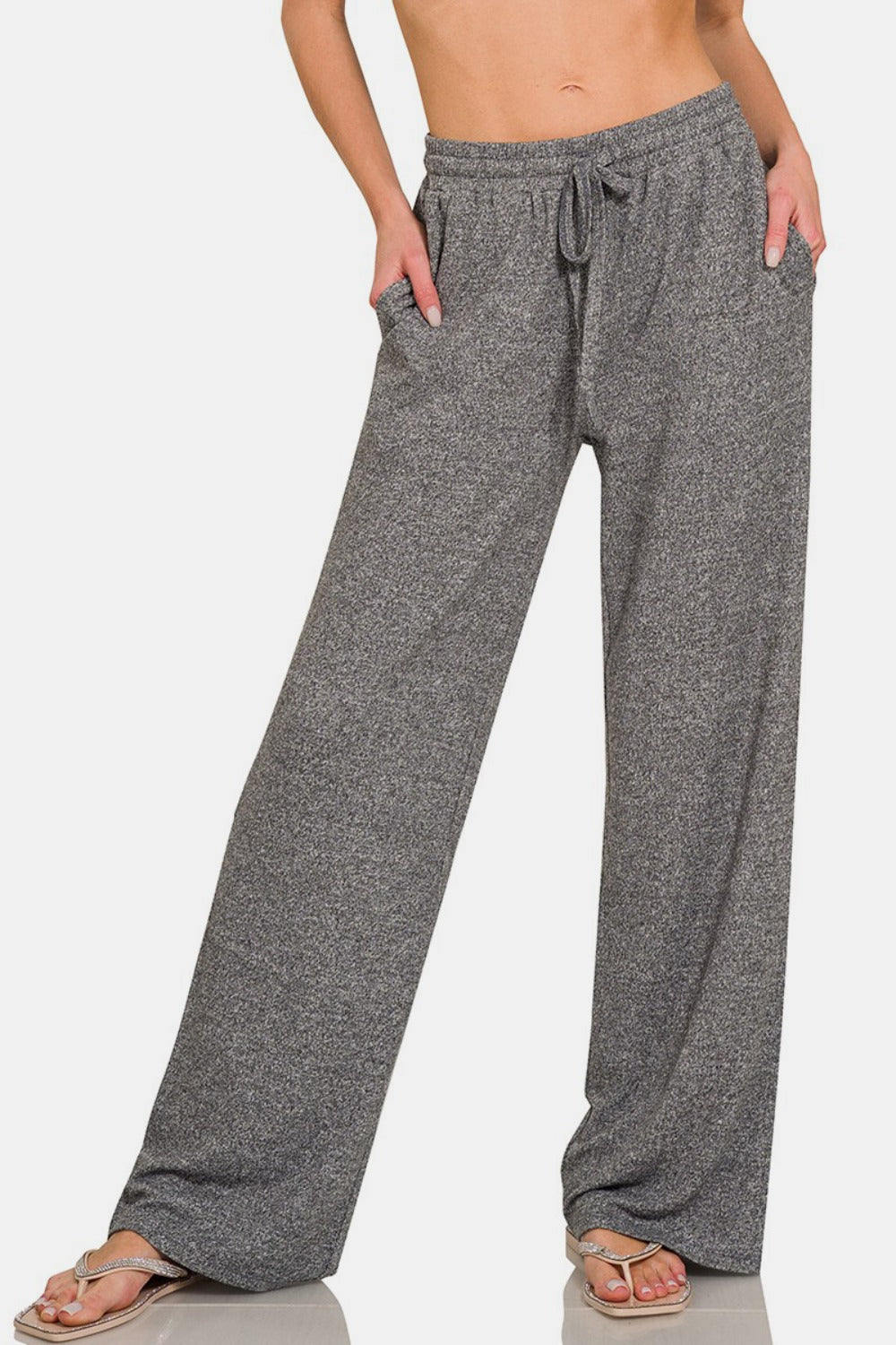 Zenana Drawstring Wide Leg Pants with Side Pockets - Sydney So Sweet