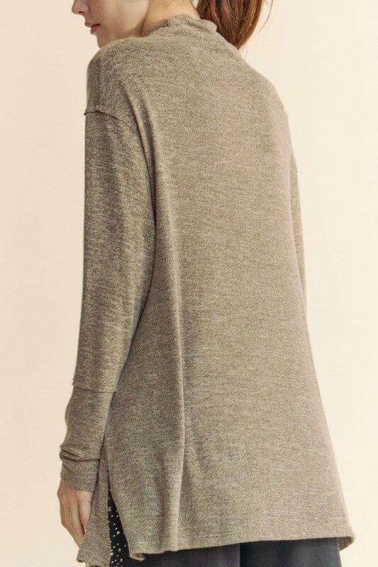 Davi & Dani Slit Mock Neck Long Sleeve Top - Sydney So Sweet