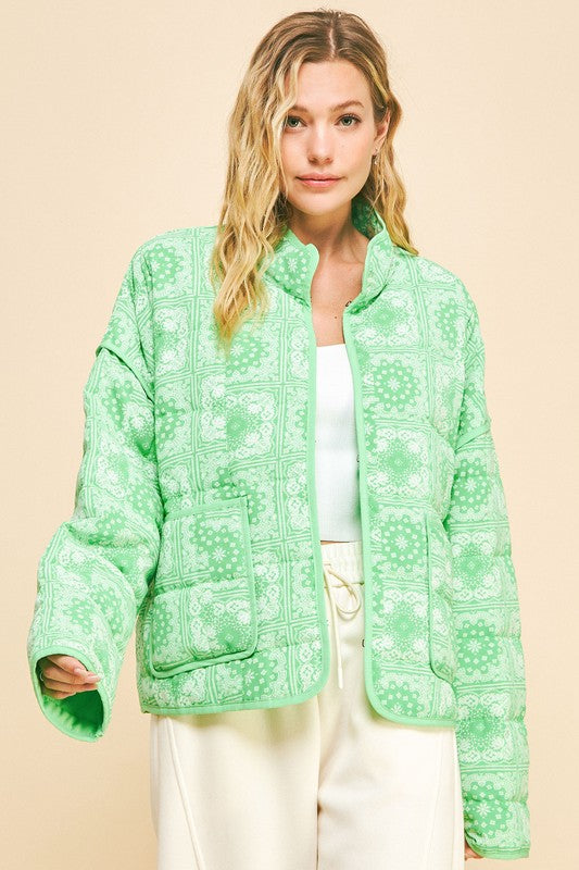 Davi & Dani Vintage Print Open Front Jacket with Pockets - Sydney So Sweet