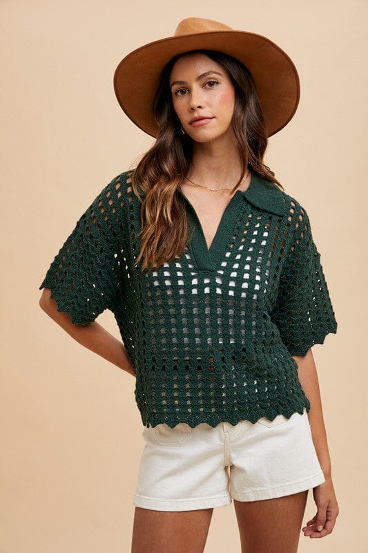 Annie Wear Openwork Johnny Collar Knit Cover Up - Sydney So Sweet