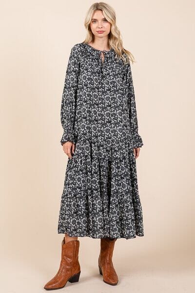 Mittoshop Printed Tie Neck Flounce Sleeve Midi Dress - Sydney So Sweet