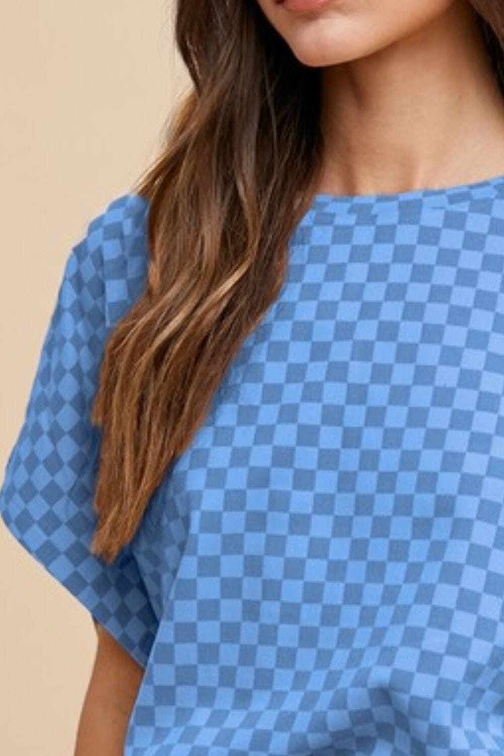 Annie Wear Checkered Round Neck Short Sleeve T-Shirt - Sydney So Sweet