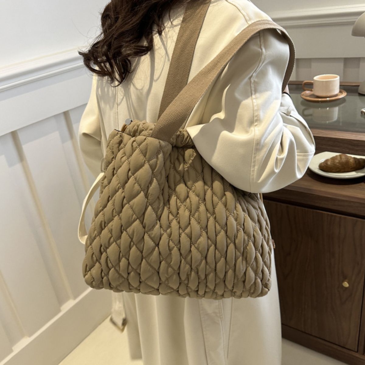 Drawstring Bubble Texture Tote Bag - Sydney So Sweet