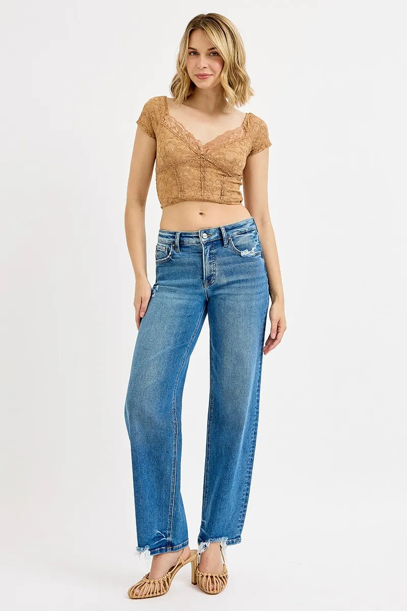 RISEN Full Size Mid Rise Baggy Jeans Plus Size - Sydney So Sweet