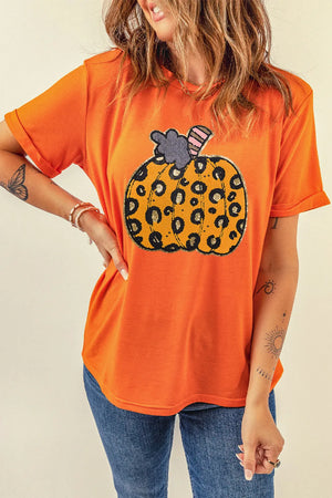 Leopard Pumpkin Women's Graphic Short Sleeve T-Shirt - Sydney So Sweet