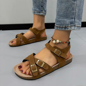 Open Toe Flat Buckle Sandals - Sydney So Sweet