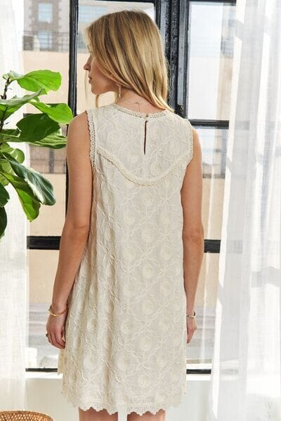 ADORA Applique Round Neck Sleeveless Shift Dress - Sydney So Sweet