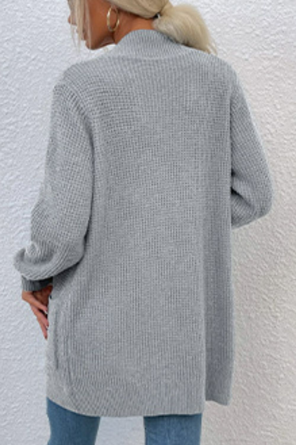 Open Front Rib-Knit Cardigan with Pockets - Sydney So Sweet