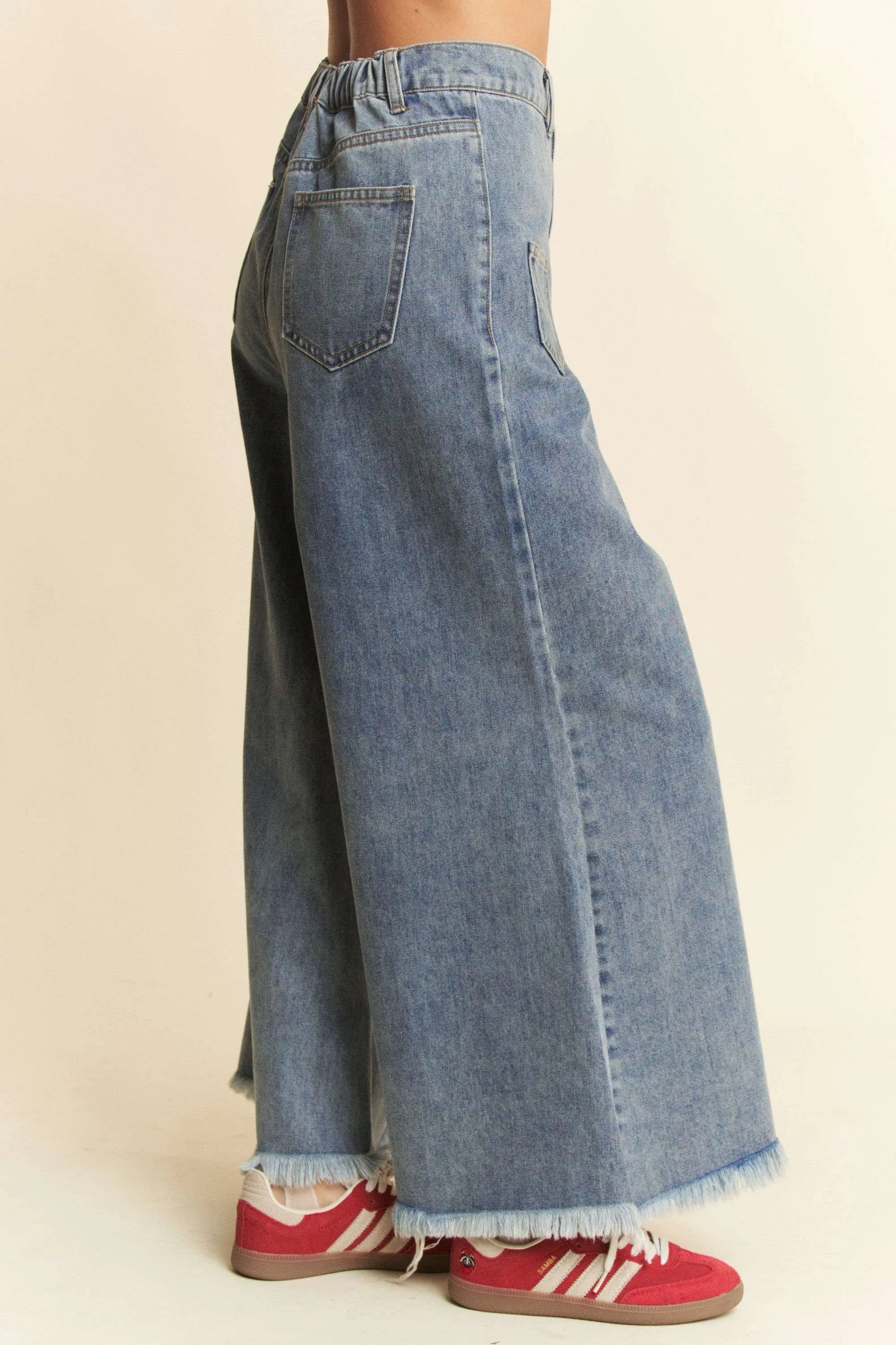 Davi & Dani Patch Pocket Wide Leg Culotte Jeans - Sydney So Sweet