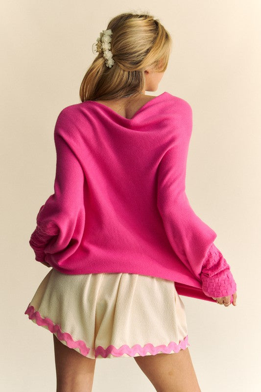 Davi & Dani Solid Color Batwing Sleeve Sweater - Sydney So Sweet