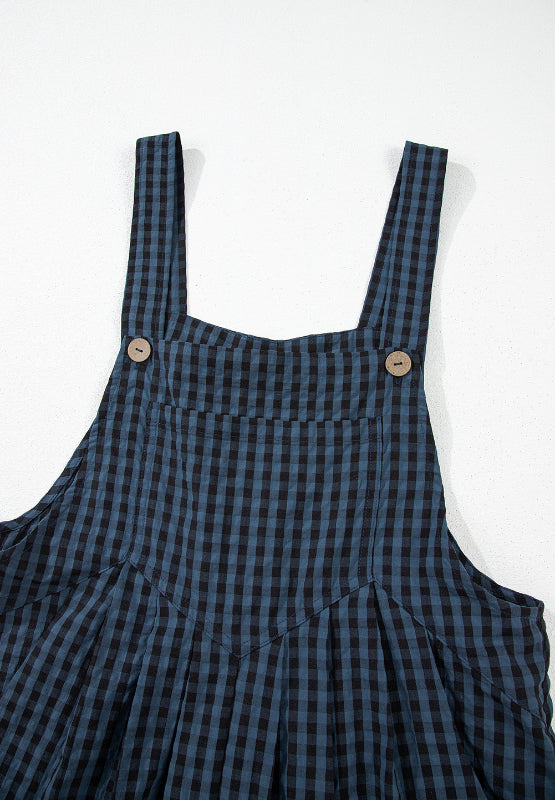 Plaid Wide Strap Wide Leg Overalls - Sydney So Sweet