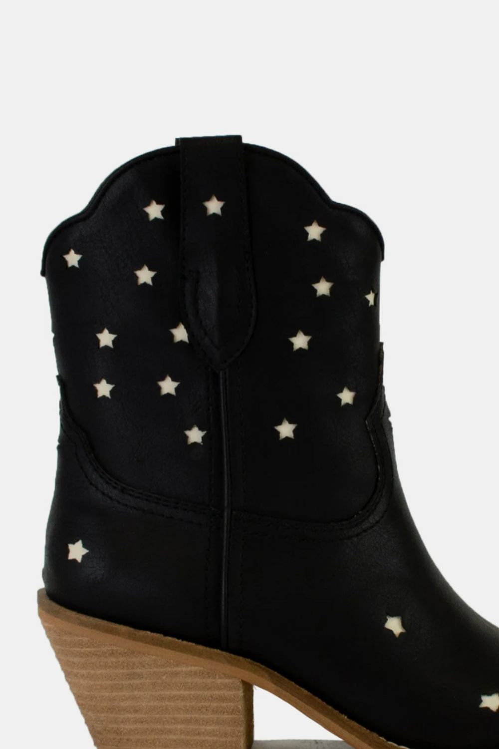 Beast Fashion Faux Leather Star-Shaped Cutouts Point Toe Boots - Sydney So Sweet