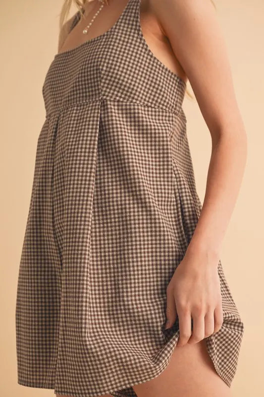 Aemi+Co Plaid Square Neck Romper - Sydney So Sweet