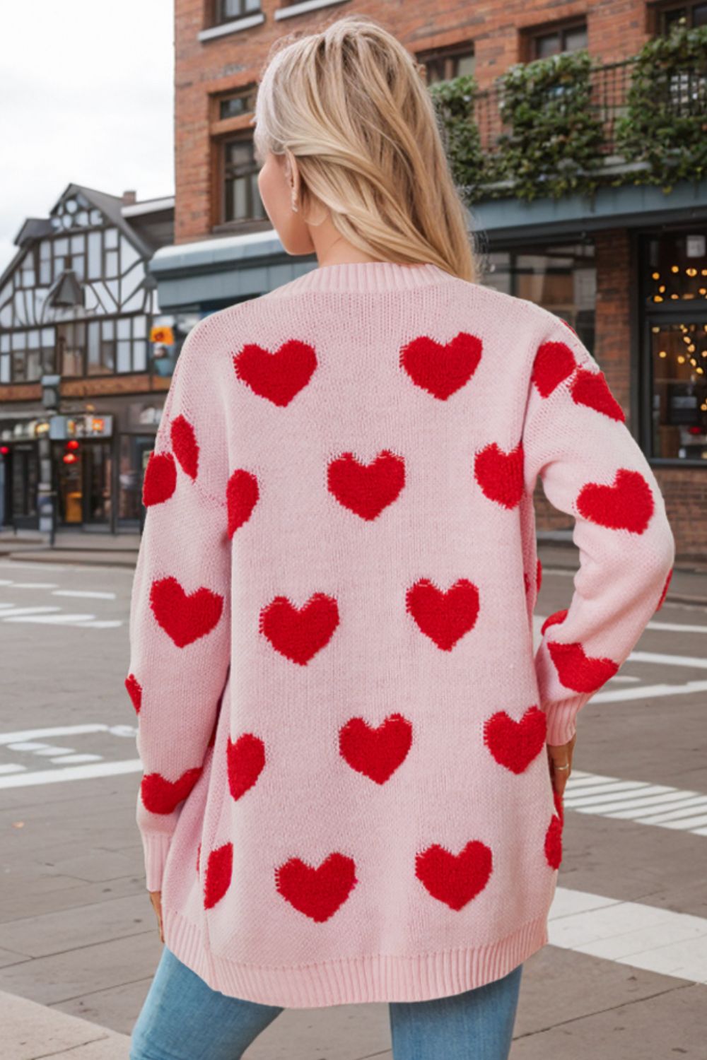 Heart Button Down Long Sleeve Cardigan - Sydney So Sweet