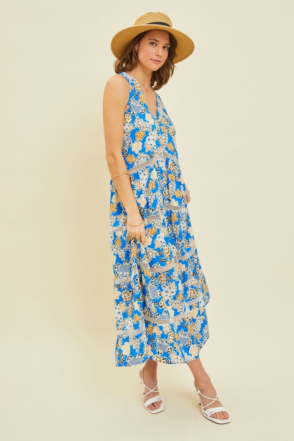 HEYSON Full Size Printed Crochet Trim Maxi Dress - Sydney So Sweet