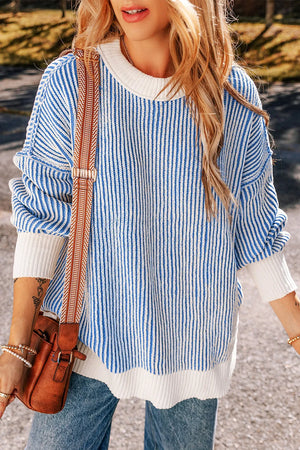 Round Neck Dropped Shoulder Sweater - Sydney So Sweet