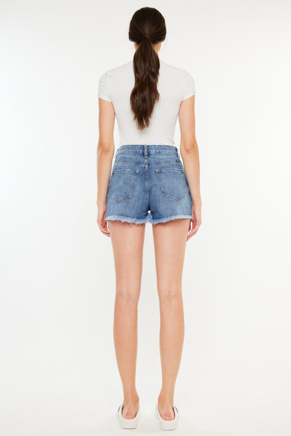 Kancan Distressed Raw Hem High Waist Denim Shorts - Sydney So Sweet