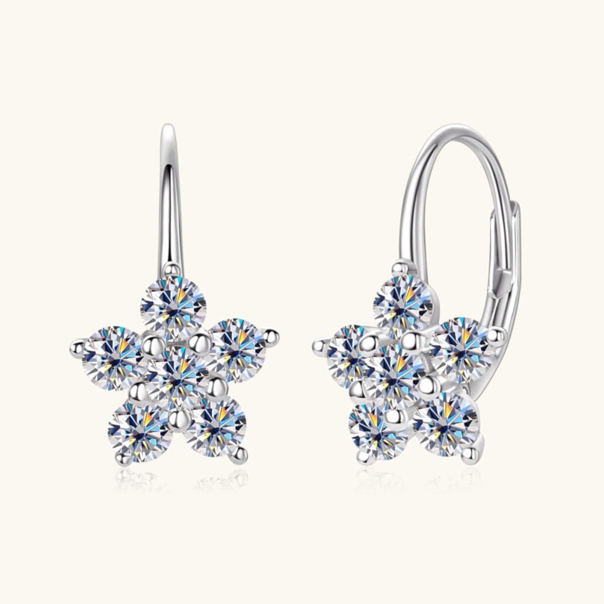 1.2 Carat 925 Sterling Silver Moissanite Flower Huggie Earrings - Sydney So Sweet