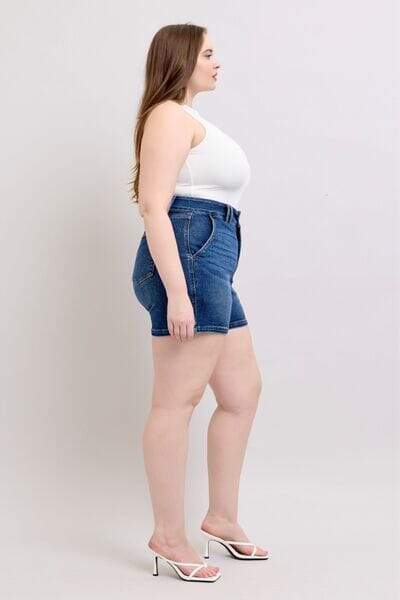 Judy Blue Full Size Double Button Waistband Denim Shorts Plus Size - Sydney So Sweet