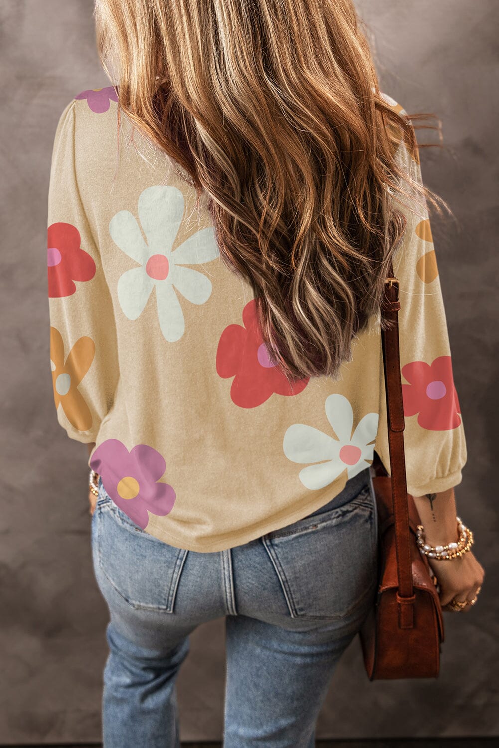 Flower Round Neck Long Sleeve Blouse - Sydney So Sweet