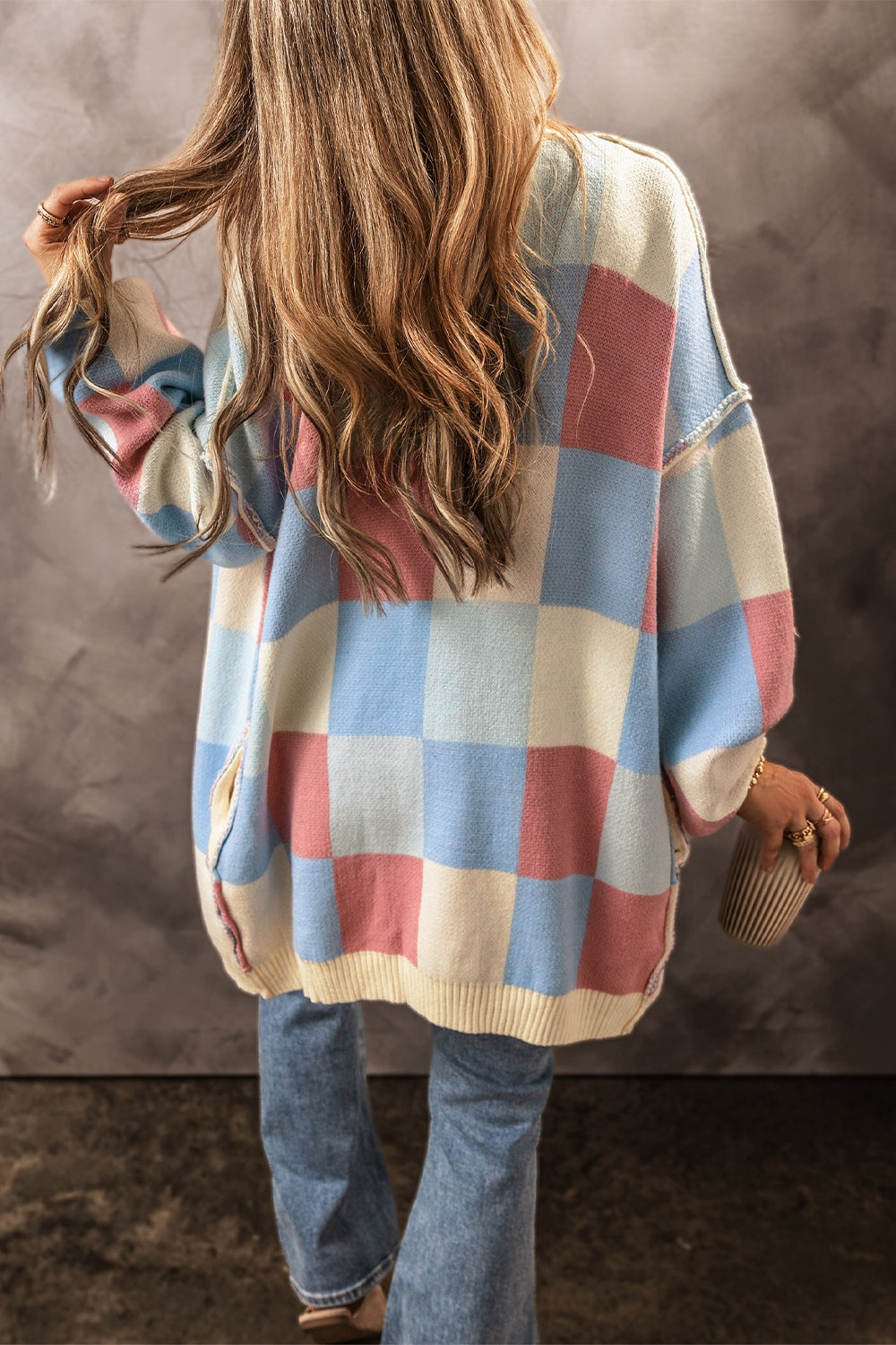 Exposed Seam Color Block Open Front Cardigan - Sydney So Sweet